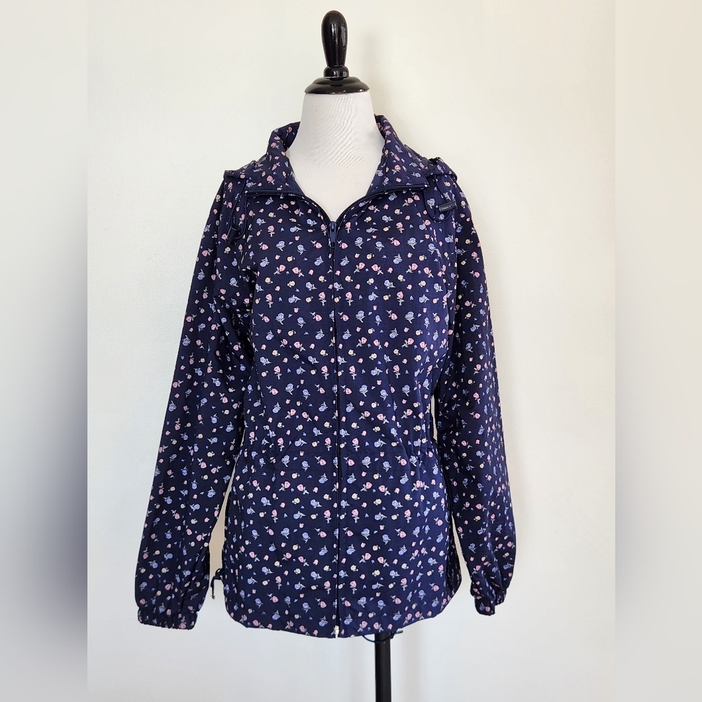 Vintage! || NORTHERN REFLECTIONS || Raincoat Navy Floral Sz Medium